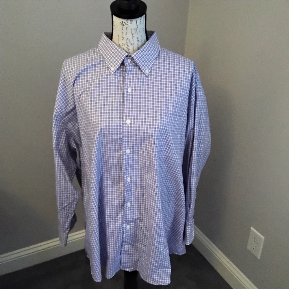 Peter Millar Cotton, Silk, Spandex Check Button Down Shirt - XXL